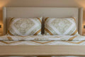 Double Bed Bedsheet – Gold Chevron Floral Print | White & Gold
