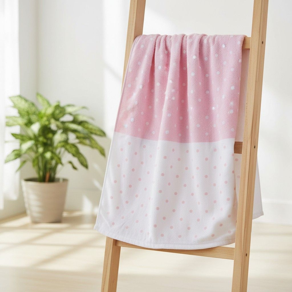 Hand Towel Pink & White Polka Dot  | Ultra Soft, Super Absorbent & Quick Dry