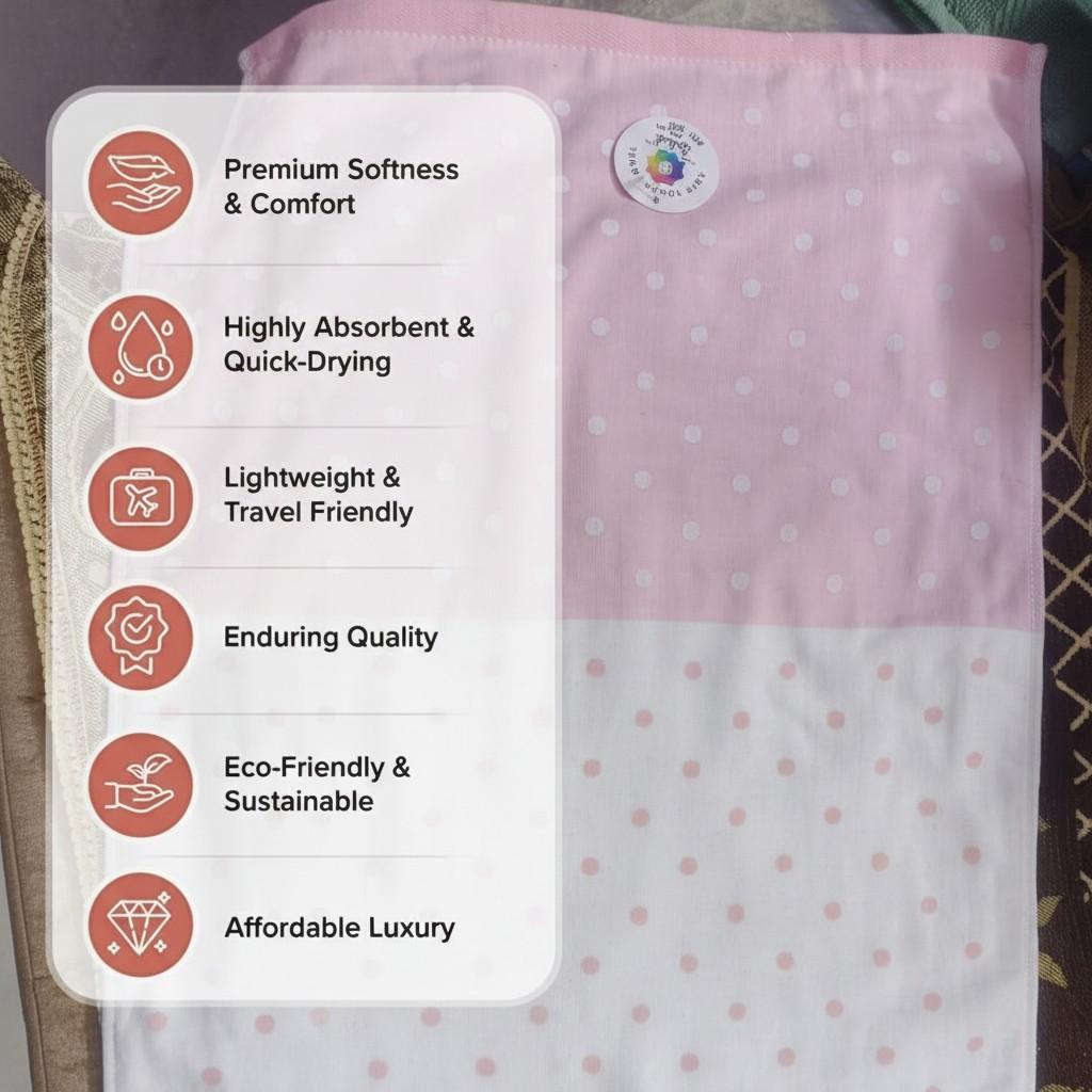 Hand Towel Pink & White Polka Dot  | Ultra Soft, Super Absorbent & Quick Dry