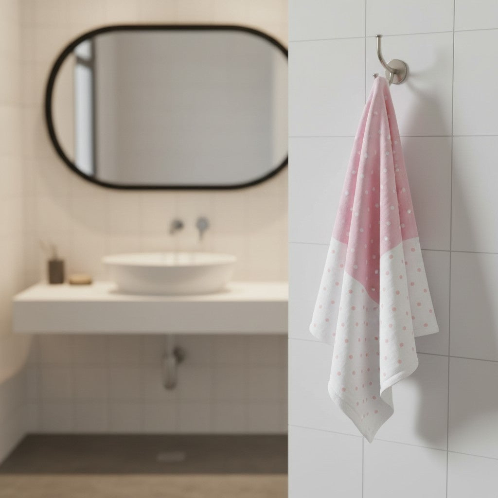 Hand Towel Pink & White Polka Dot  | Ultra Soft, Super Absorbent & Quick Dry