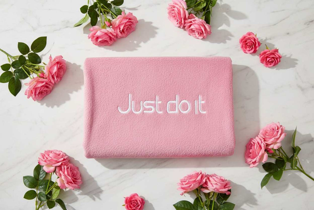 Bath Towel Microfiber | Pink | "Just Do It" Embroidery | Ultra Soft & Quick Dry | Unisex