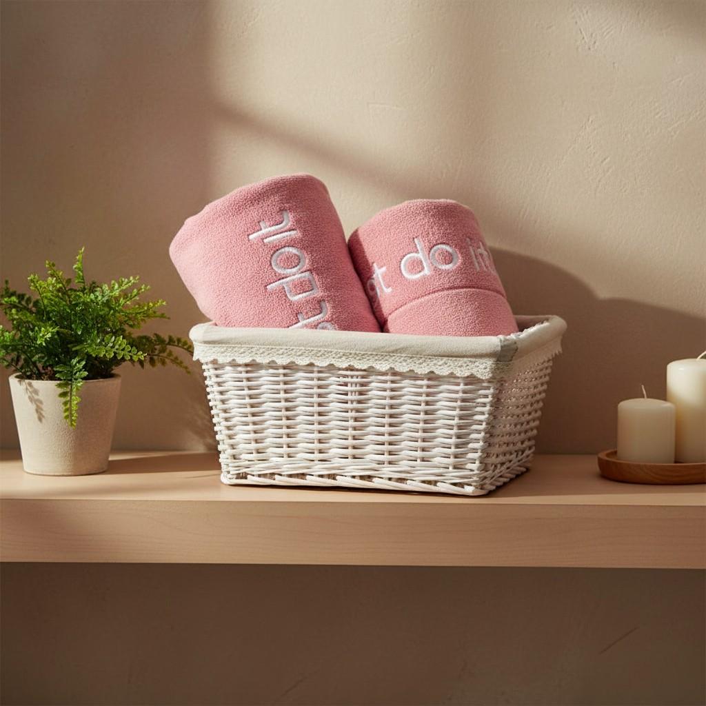 Bath Towel Microfiber | Pink | "Just Do It" Embroidery | Ultra Soft & Quick Dry | Unisex