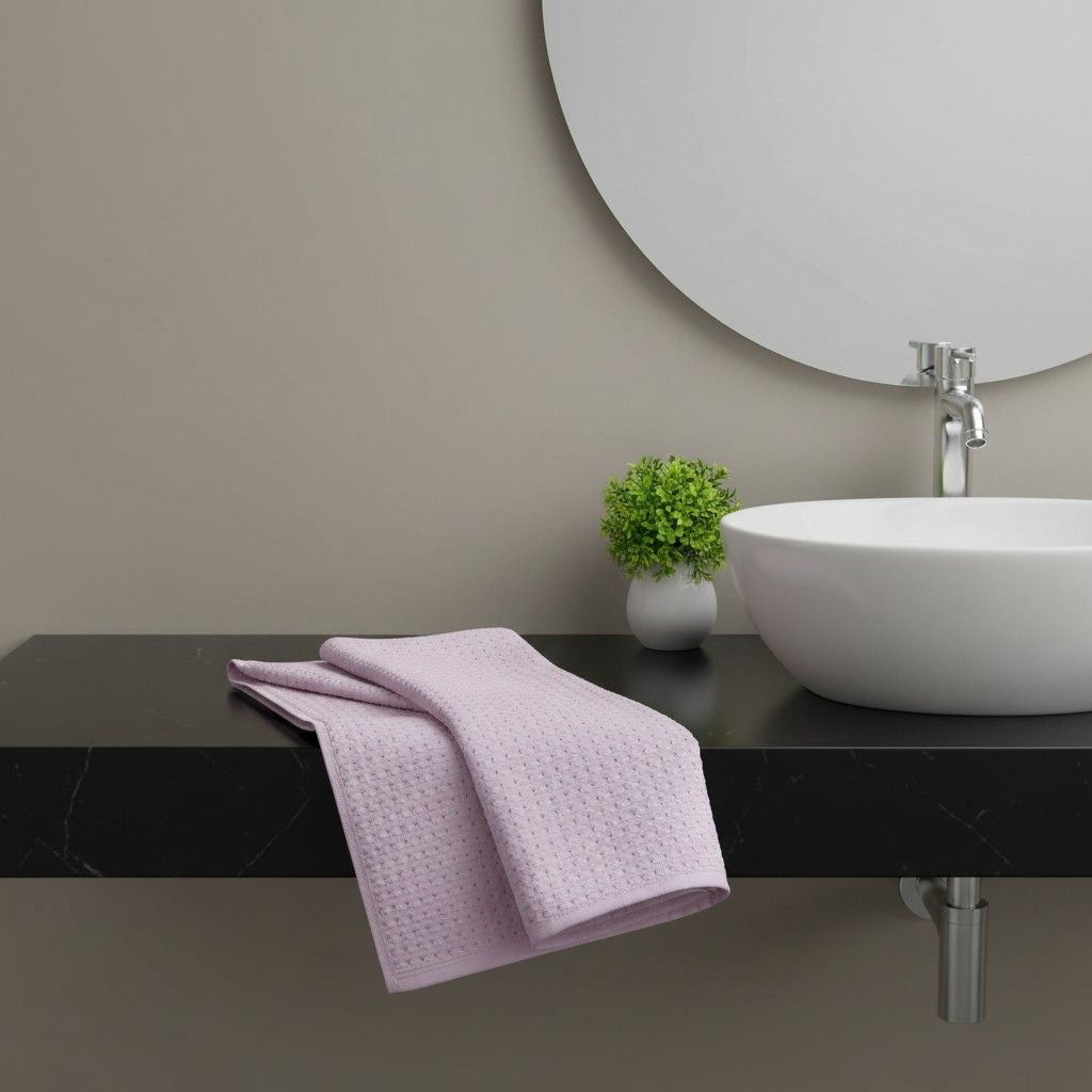 Full Size Bath Towel | Light Pink Mauve | Waffle Texture | Super Absorbent | Unisex