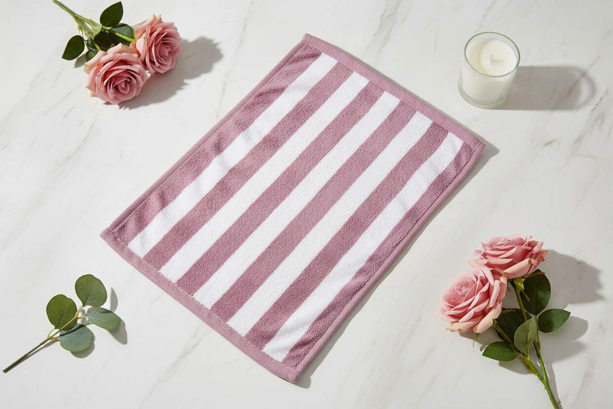 Microfiber Hand Towel | Pink & White Stripes | Ultra Soft (Set of 3 Pcs)