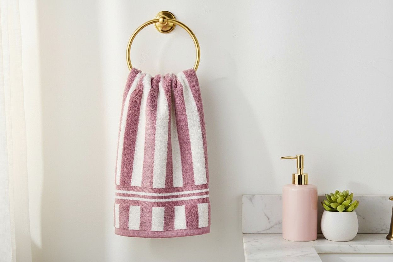 Microfiber Hand Towel | Pink & White Stripes | Ultra Soft (Set of 3 Pcs)