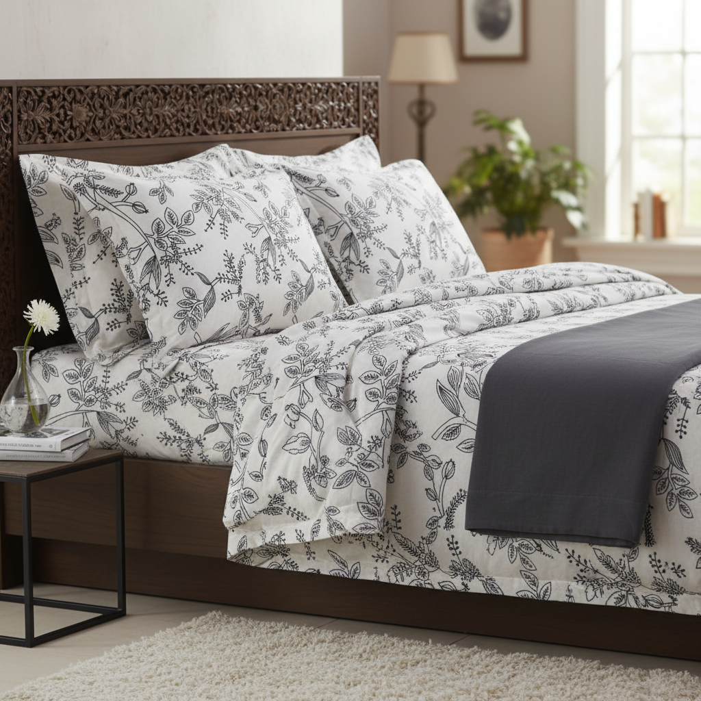 Bedsheet with Pillow Covers | Premium White Floral Pattern with Premium Packing