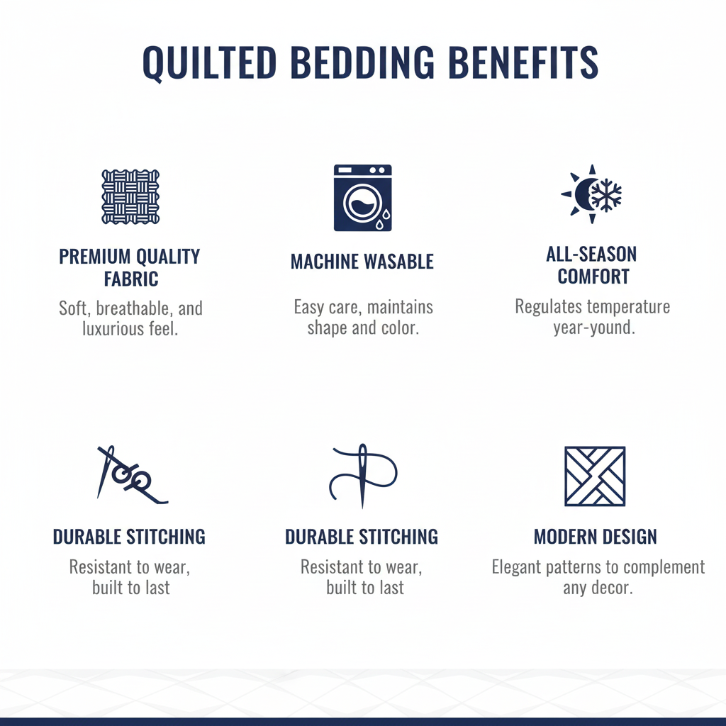 Premium Bed Sheet Set - Navy Blue Geometric Circular Pattern with Quilted Pillow Covers - Queen Size