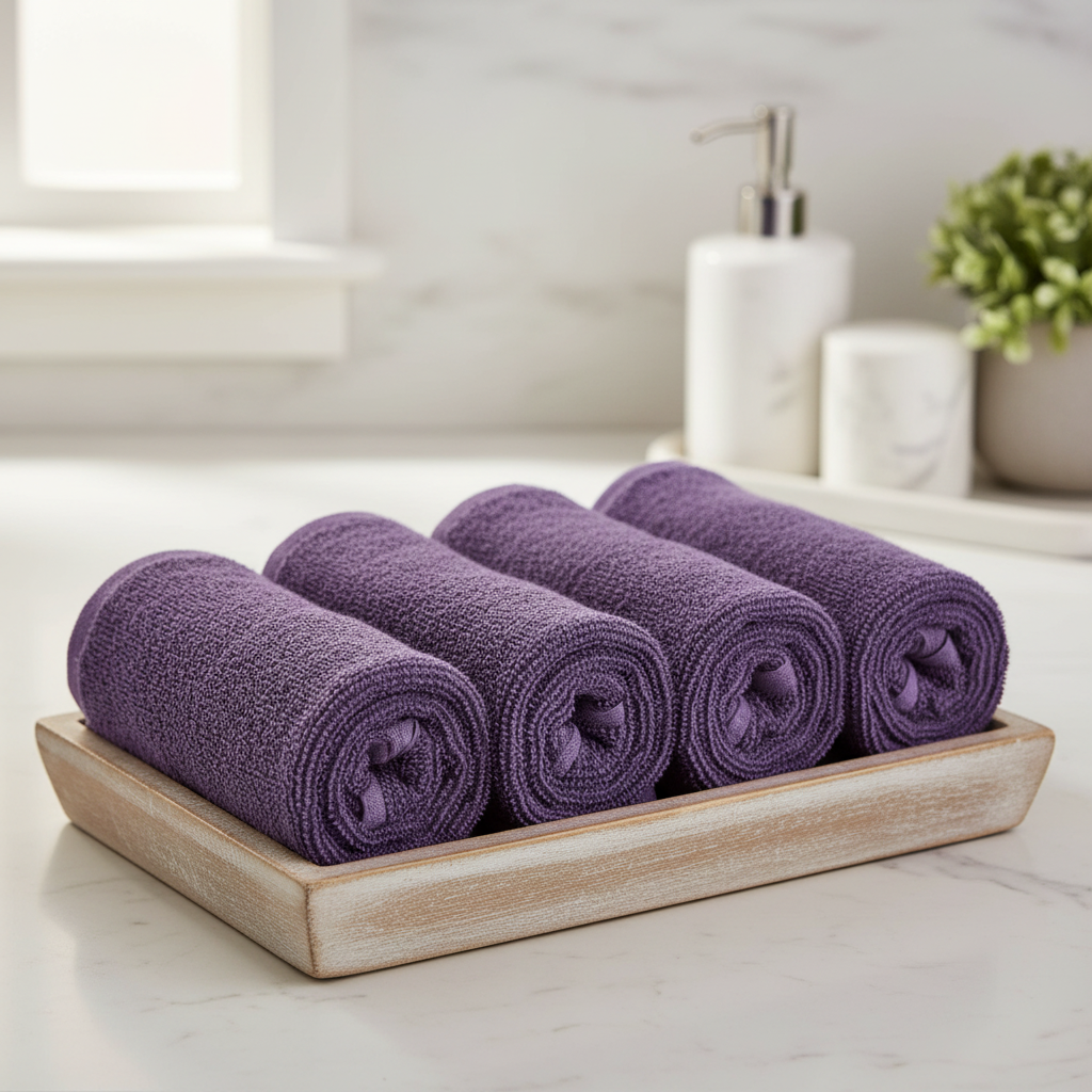 Premium Purple Cotton Face Towel – 12 x 12 inch |