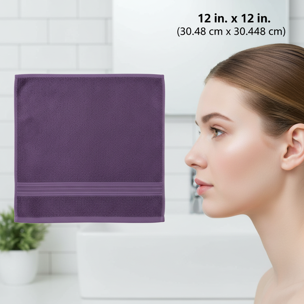 Premium Purple Cotton Face Towel – 12 x 12 inch |