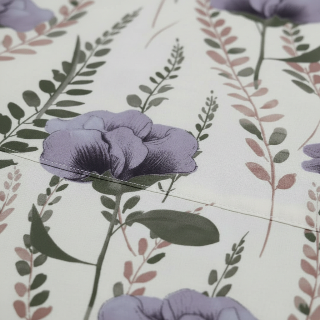 King Size Bedsheet Set - Designer Collection Purple Floral pattern with hanging flowers