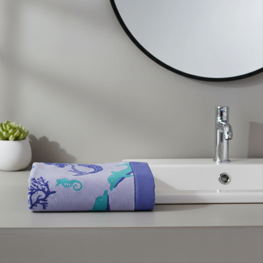 Purple Marine Life Full Size Bath Towel for Unisex | Ocean Beach