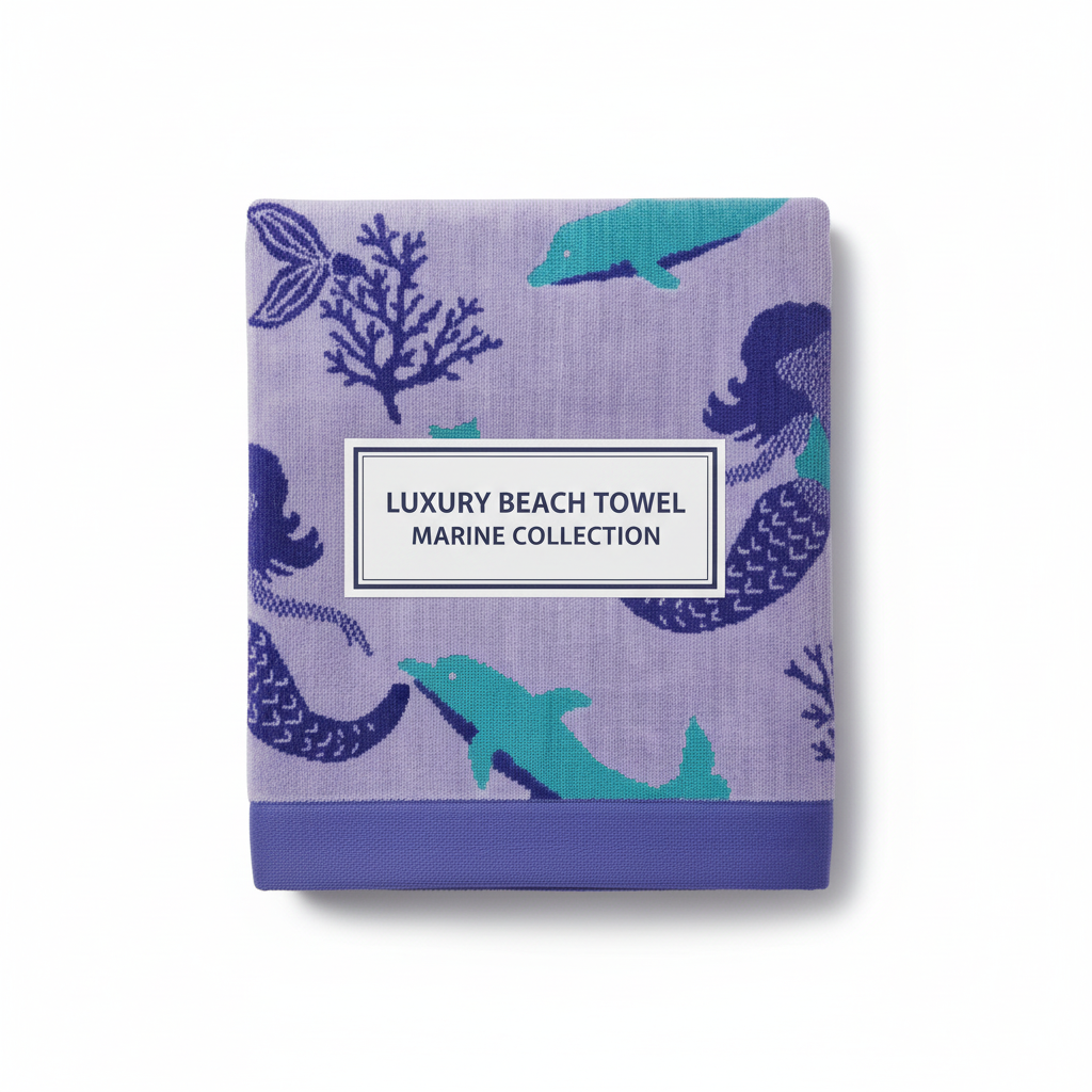 Purple Marine Life Full Size Bath Towel for Unisex | Ocean Beach