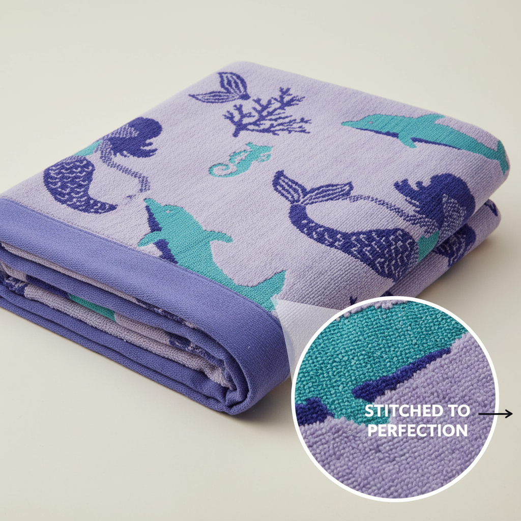 Purple Marine Life Full Size Bath Towel for Unisex | Ocean Beach