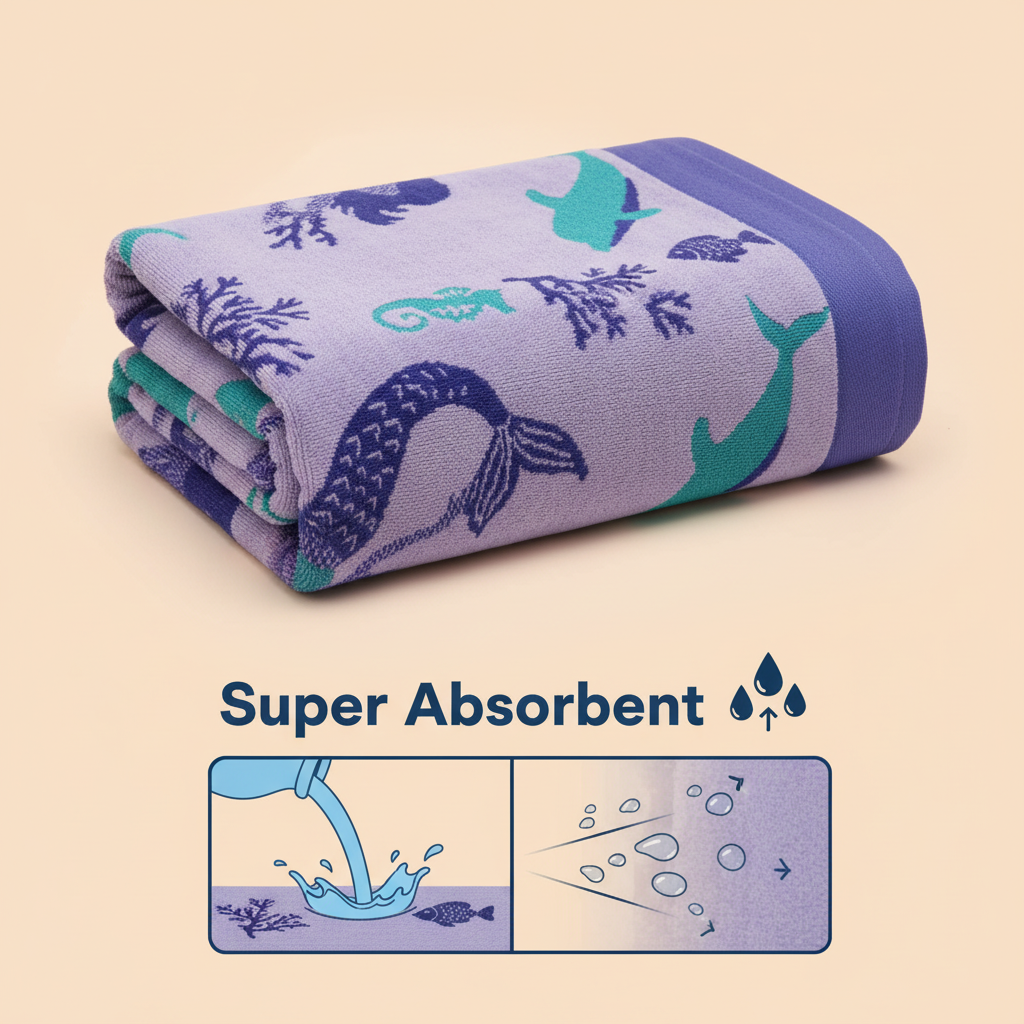 Purple Marine Life Full Size Bath Towel for Unisex | Ocean Beach