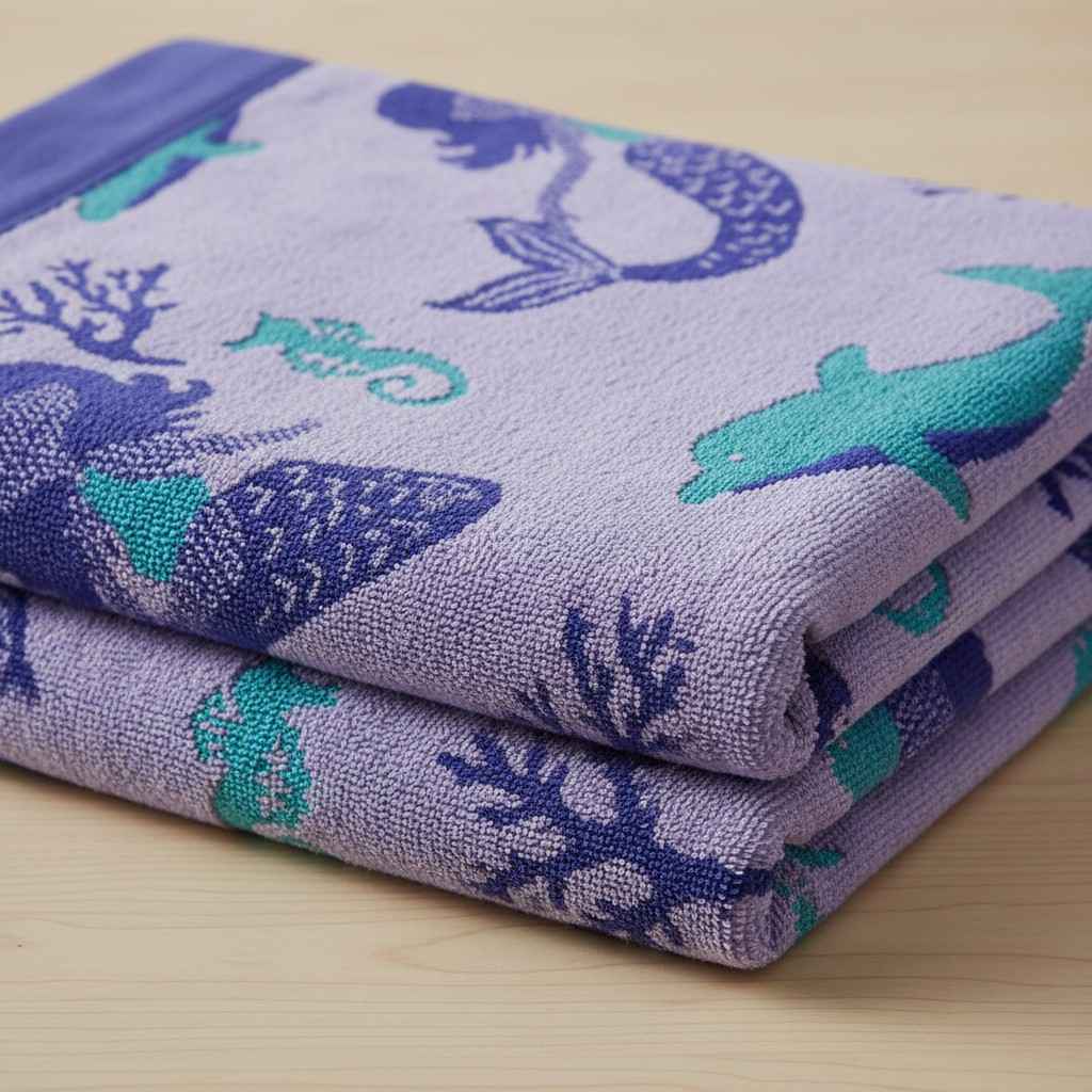 Purple Marine Life Full Size Bath Towel for Unisex | Ocean Beach