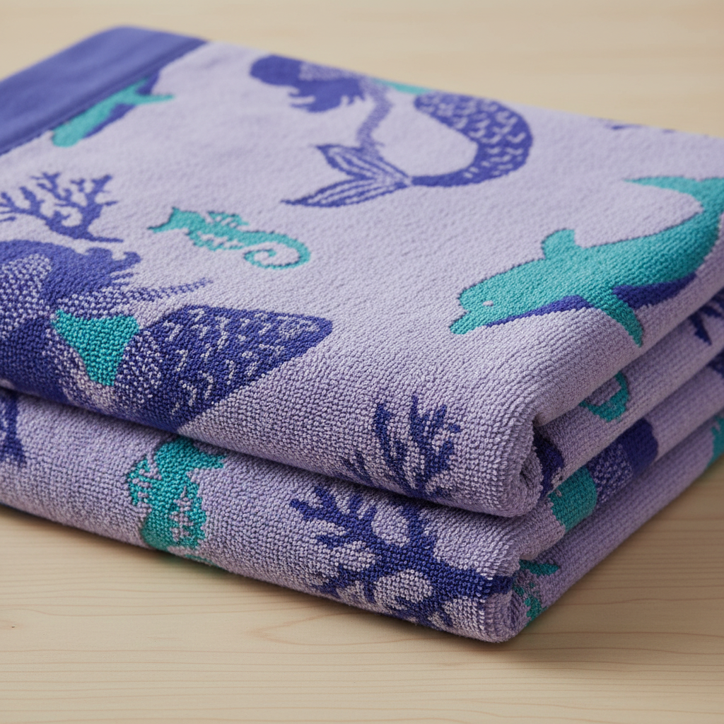 Purple Marine Life Full Size Bath Towel for Unisex | Ocean Beach