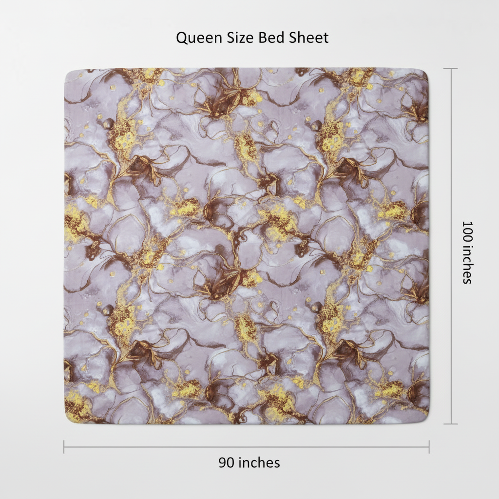 Marble Bedsheet with 2 Pillow Covers| Gold Abstract Pattern with Premium Packing