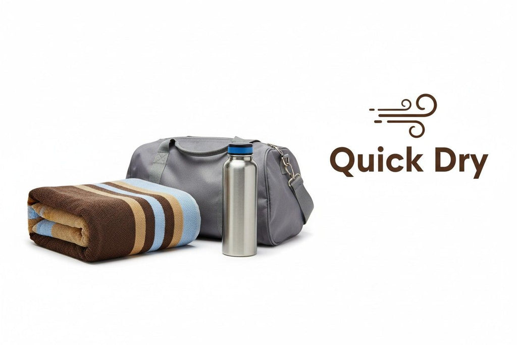 Cotton Bath Towel | Brown, Camel & Sky Blue Stripes | Ultra Soft, Super Absorbent & Quick Dry | Unisex