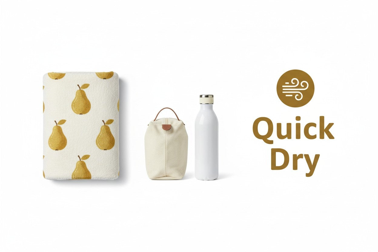 Bath Towel Microfiber | Cream Pear Print | Ultra Soft, Super Absorbent & Quick Dry | Unisex