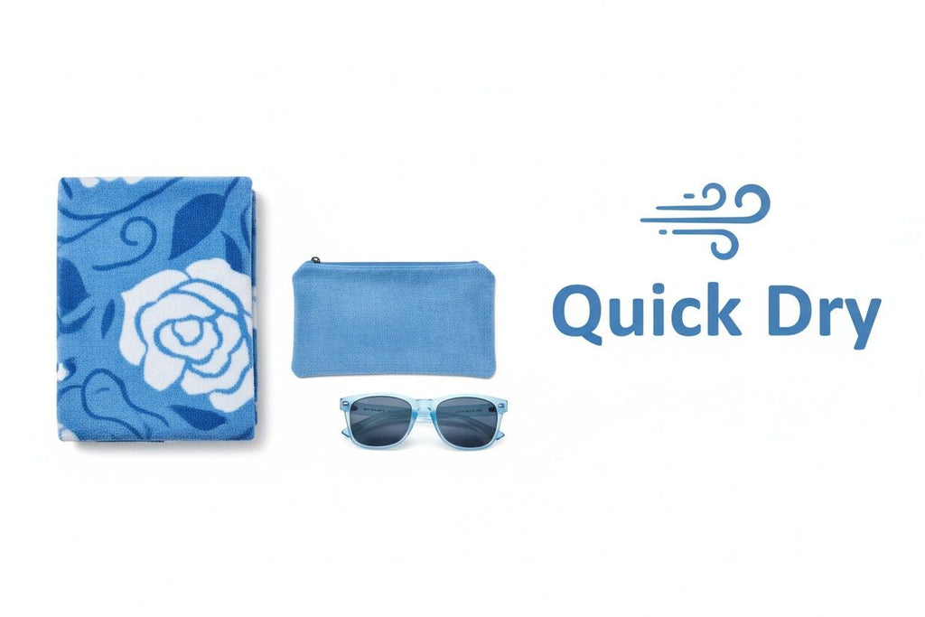 Microfiber Hand Towel | Sky Blue & White Rose Floral Print | Ultra Soft & Quick Dry (Set of 3 Pcs)