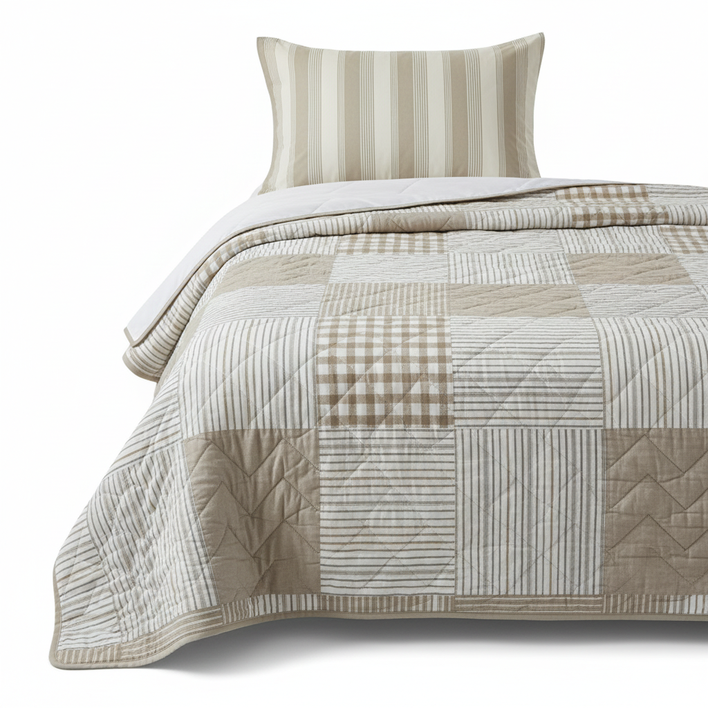 Premium Bed Sheet Set with Quilted Pillow Covers - Queen Size