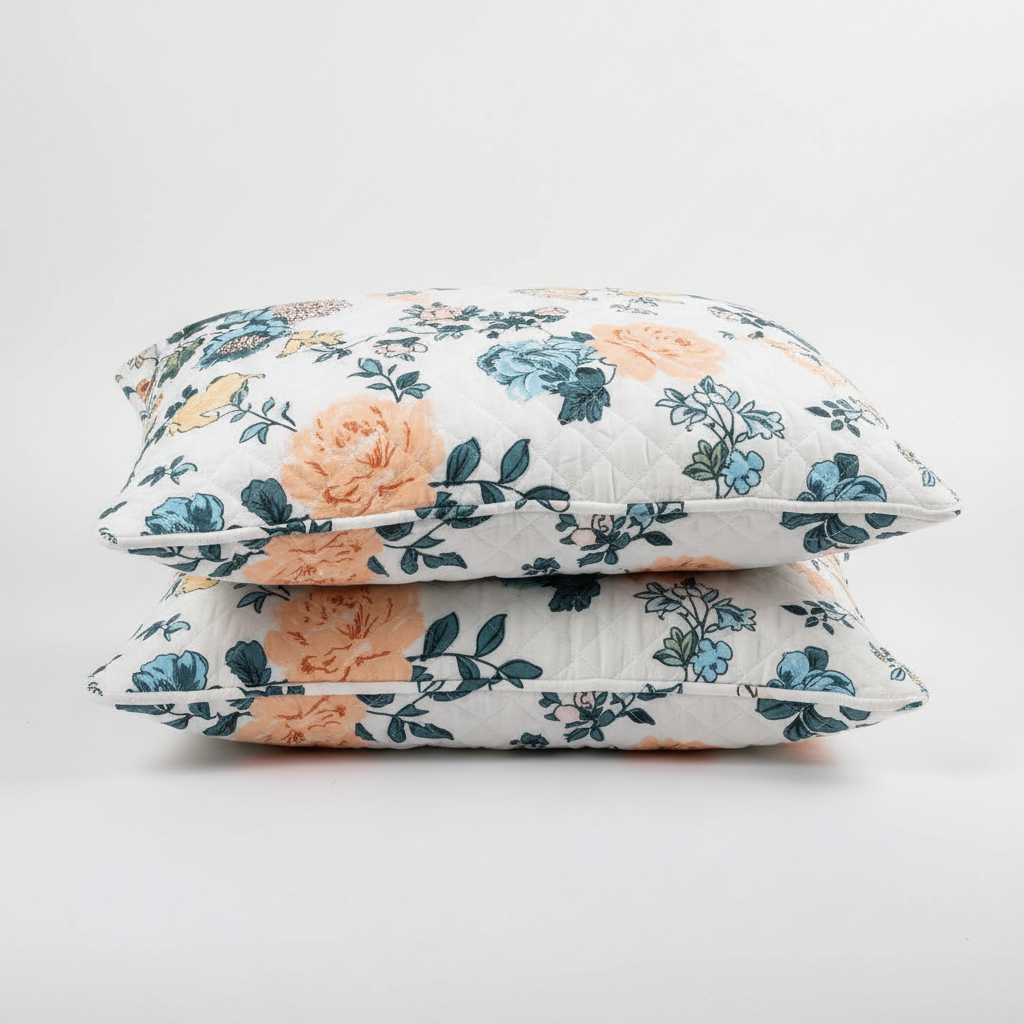 Queen Size Floral Bedsheet Set | 90x100 Inches | Double Bed with 2 Quilted Pillow Covers