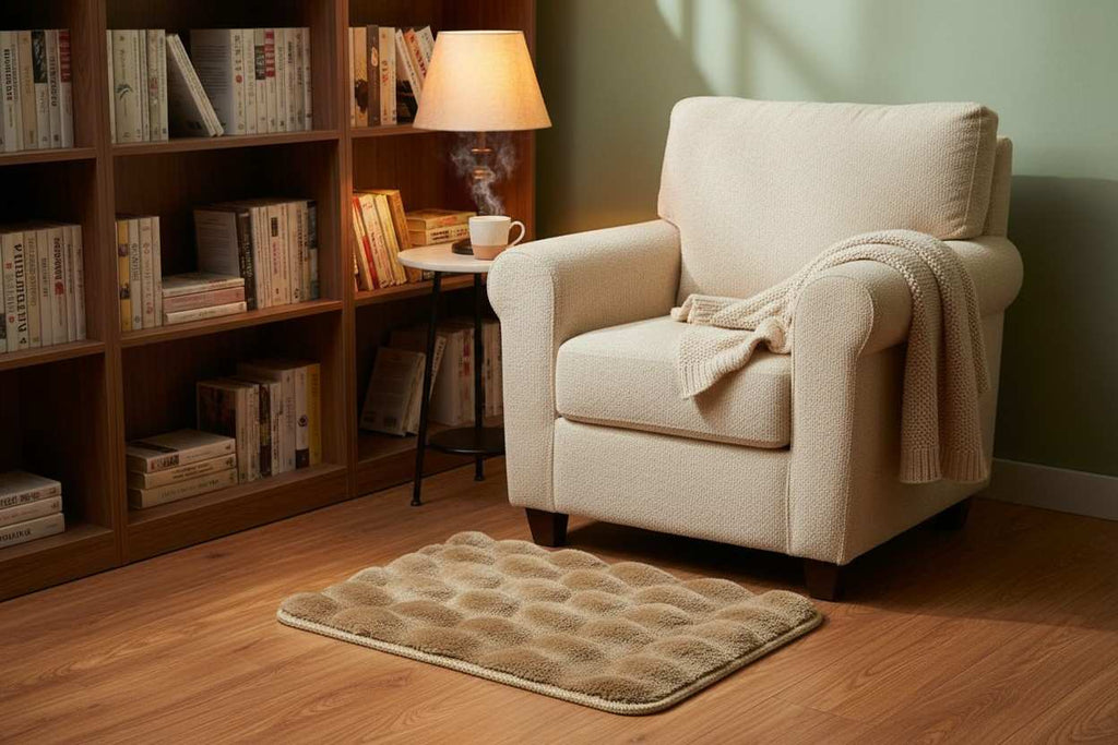 Bath Mat Anti-Slip | 3D Bubble Cloud Texture | Super Absorbent | Multicolour | Set of 2 Pcs