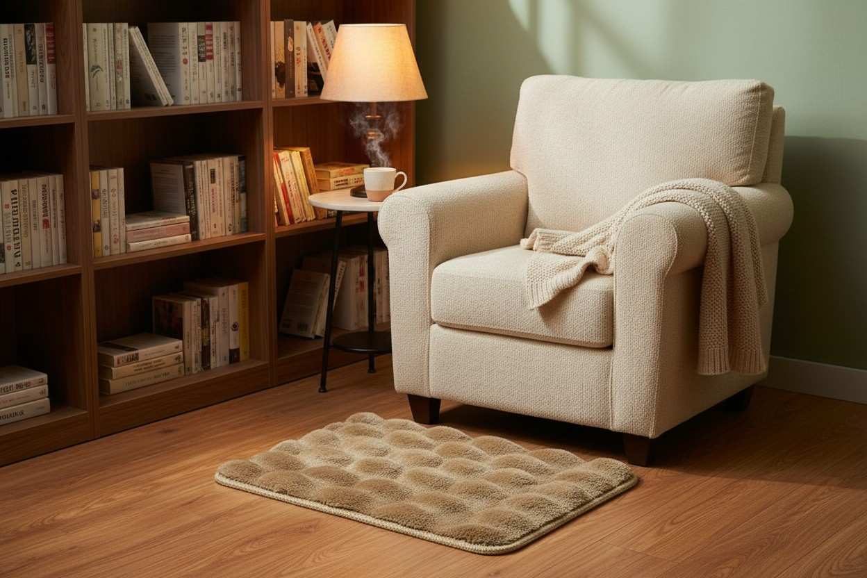 Bath Mat Anti-Slip | 3D Bubble Cloud Texture | Super Absorbent | Multicolour | Set of 2 Pcs