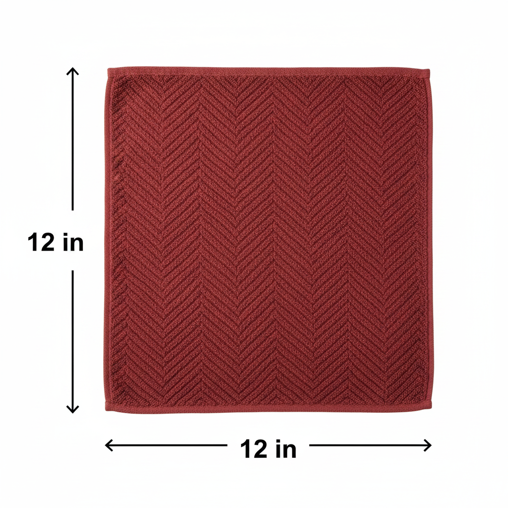 Premium Coral Terracotta Cotton Face Towel – 12 x 12 inch | Chevron Texture Wash Cloth