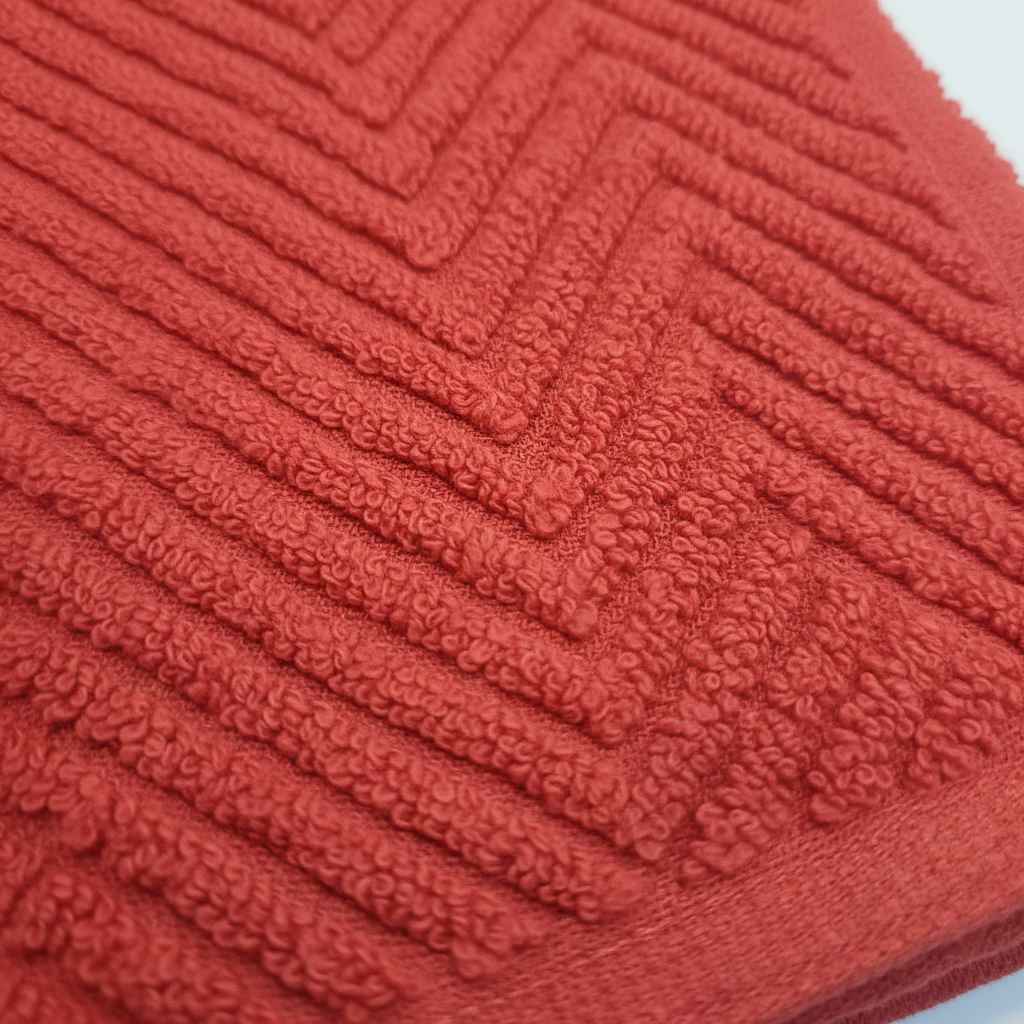 Premium Coral Terracotta Cotton Face Towel – 12 x 12 inch | Chevron Texture Wash Cloth