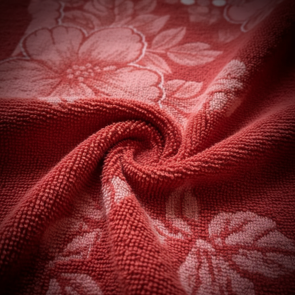 Bath Towel | Red Floral Jacquard | Ultra Soft, Super Absorbent & Quick Dry | Unisex