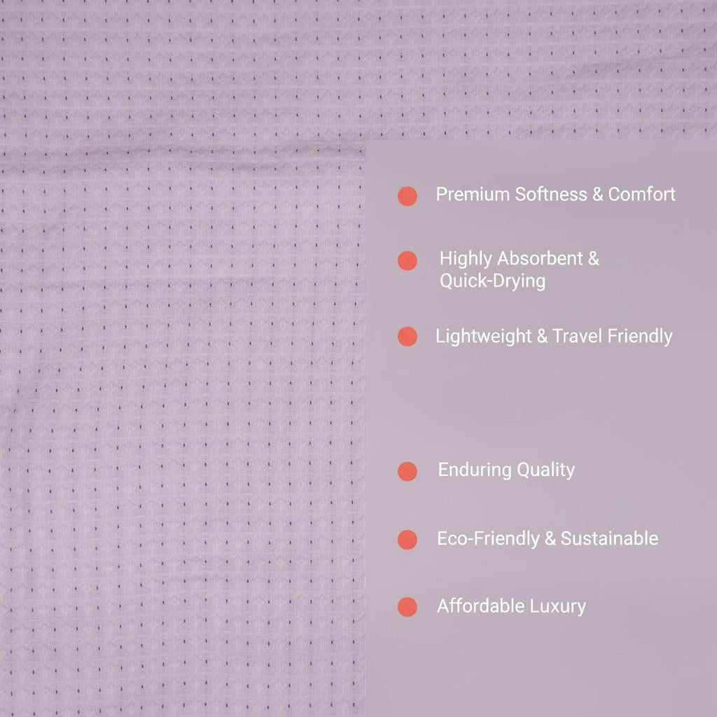 Full Size Bath Towel | Light Pink Mauve | Waffle Texture | Super Absorbent | Unisex