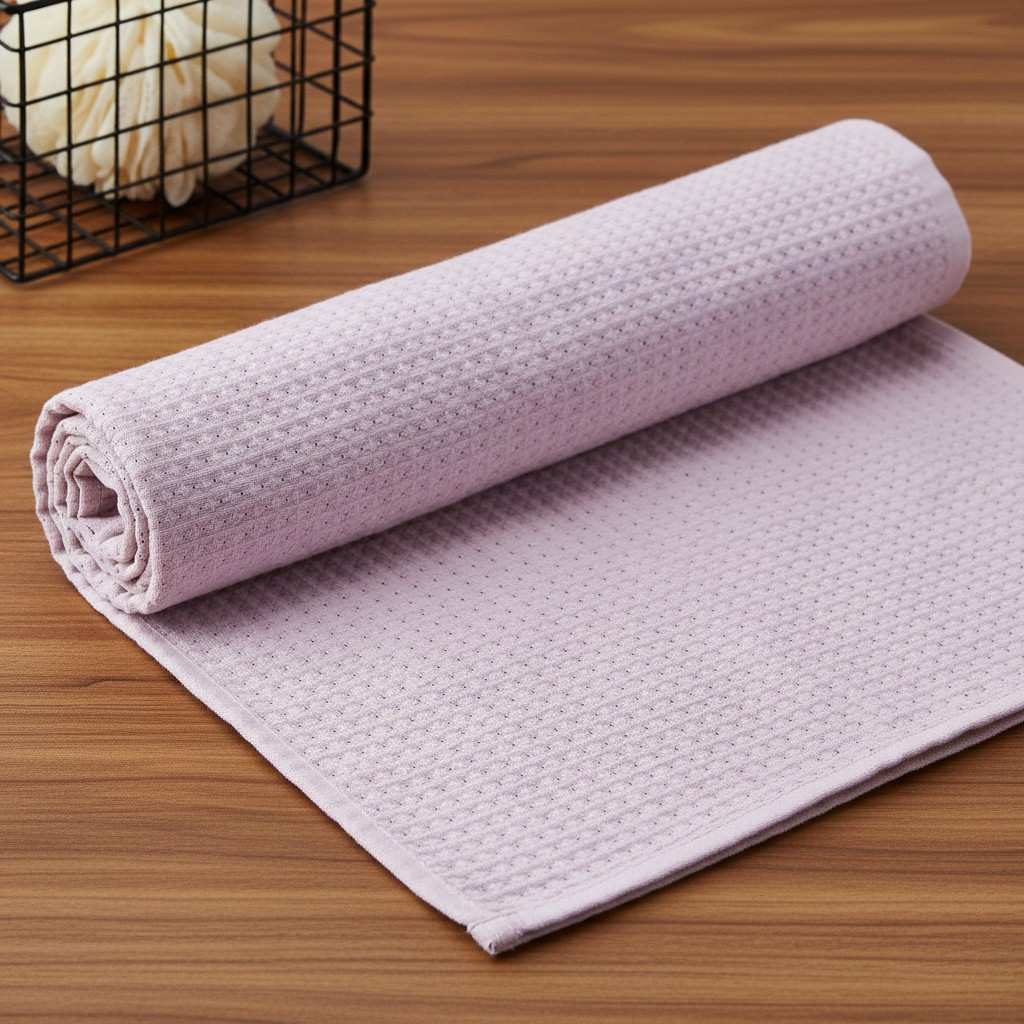 Full Size Bath Towel | Light Pink Mauve | Waffle Texture | Super Absorbent | Unisex
