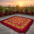 Puja Aasan | Velvet Quilted Sitting Mat | 24x24 Inch | Multicolour Set of 3 Pcs