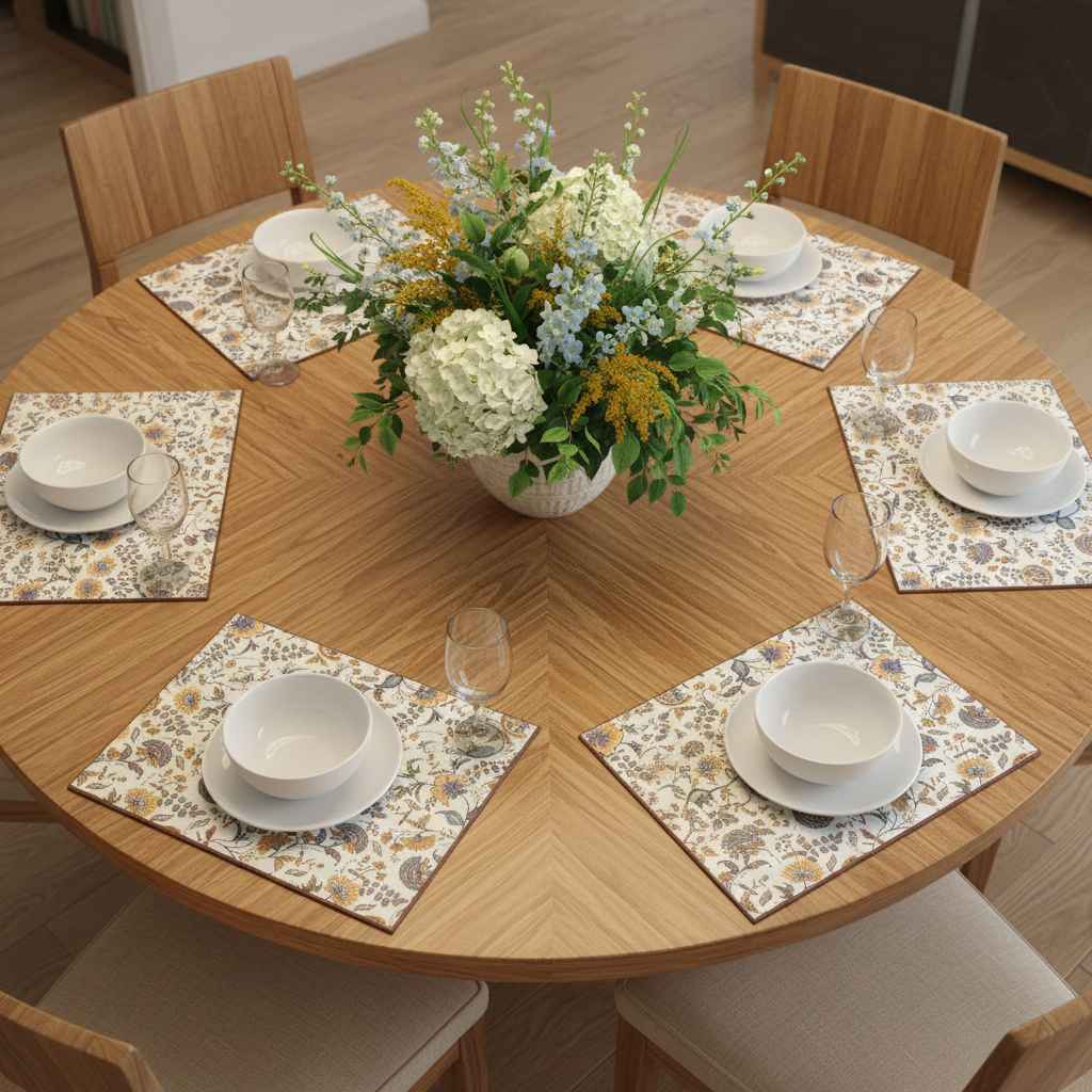 Sunflower & Paisley Floral Dining Table Mat | Premium Woven Design