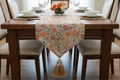Silk With Hand Embroidery Satrangi Floral Table Runner with Gold Tassels