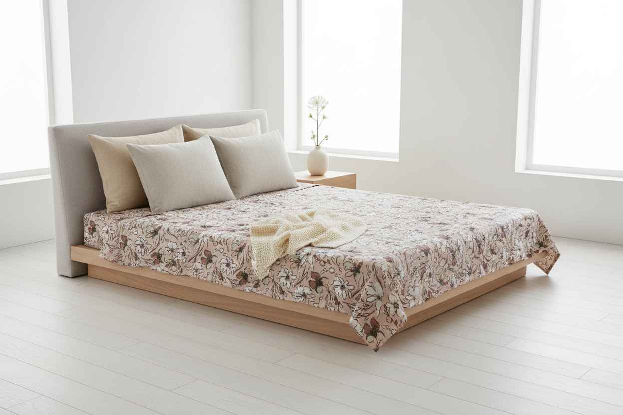 Magnolia Vine Sketch Bedsheet Set — Blush & Ivory