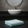 Shobaa Cotton 100% Cotton Aqua Striped Bath Towel | 30x60 inch