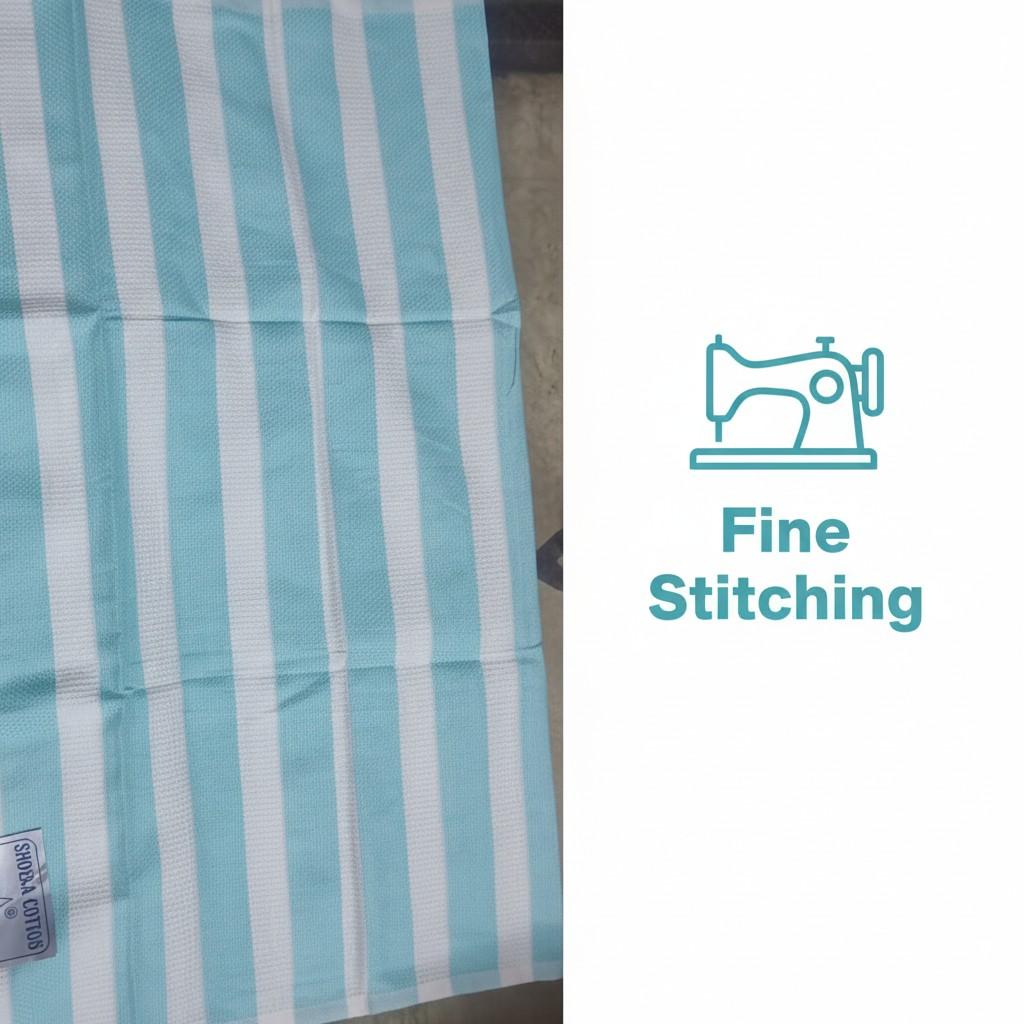 Shobaa Cotton 100% Cotton Aqua Striped Bath Towel | 30x60 inch