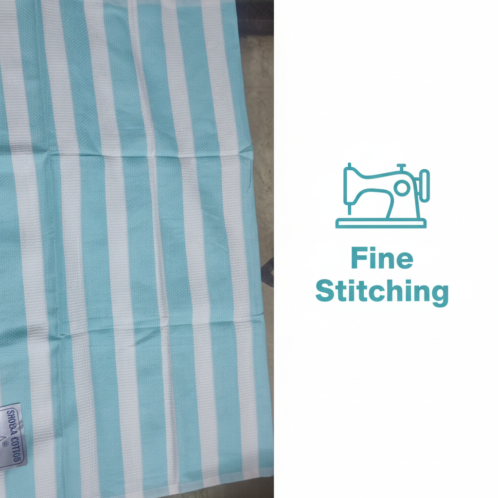 Shobaa Cotton 100% Cotton Aqua Striped Bath Towel | 30x60 inch