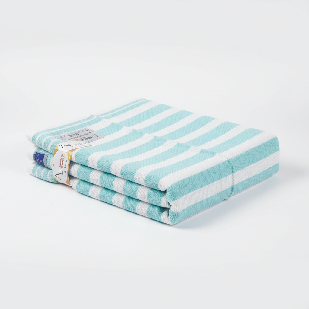 Shobaa Cotton 100% Cotton Aqua Striped Bath Towel | 30x60 inch