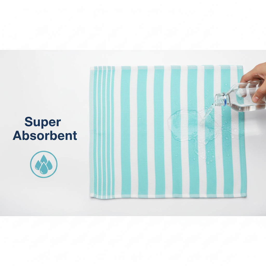 Shobaa Cotton 100% Cotton Aqua Striped Bath Towel | 30x60 inch