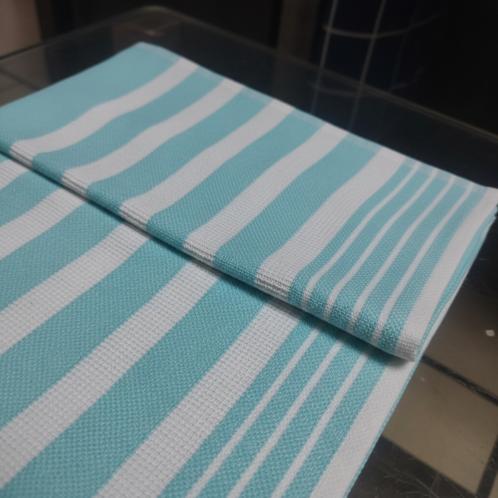 Shobaa Cotton 100% Cotton Aqua Striped Bath Towel | 30x60 inch