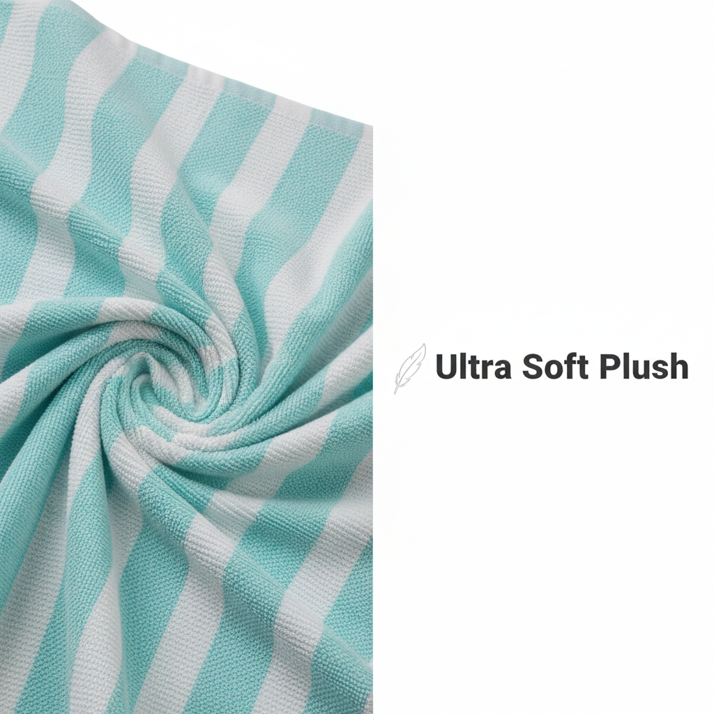 Shobaa Cotton 100% Cotton Aqua Striped Bath Towel | 30x60 inch