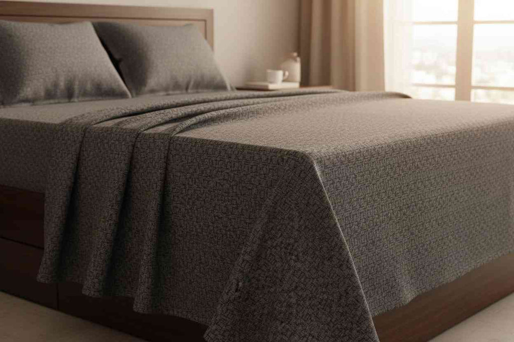 Aesthetics King Size Bed Sheet | 100% Imported Pure Cotton | 200TC | Super Soft | Charcoal Grey