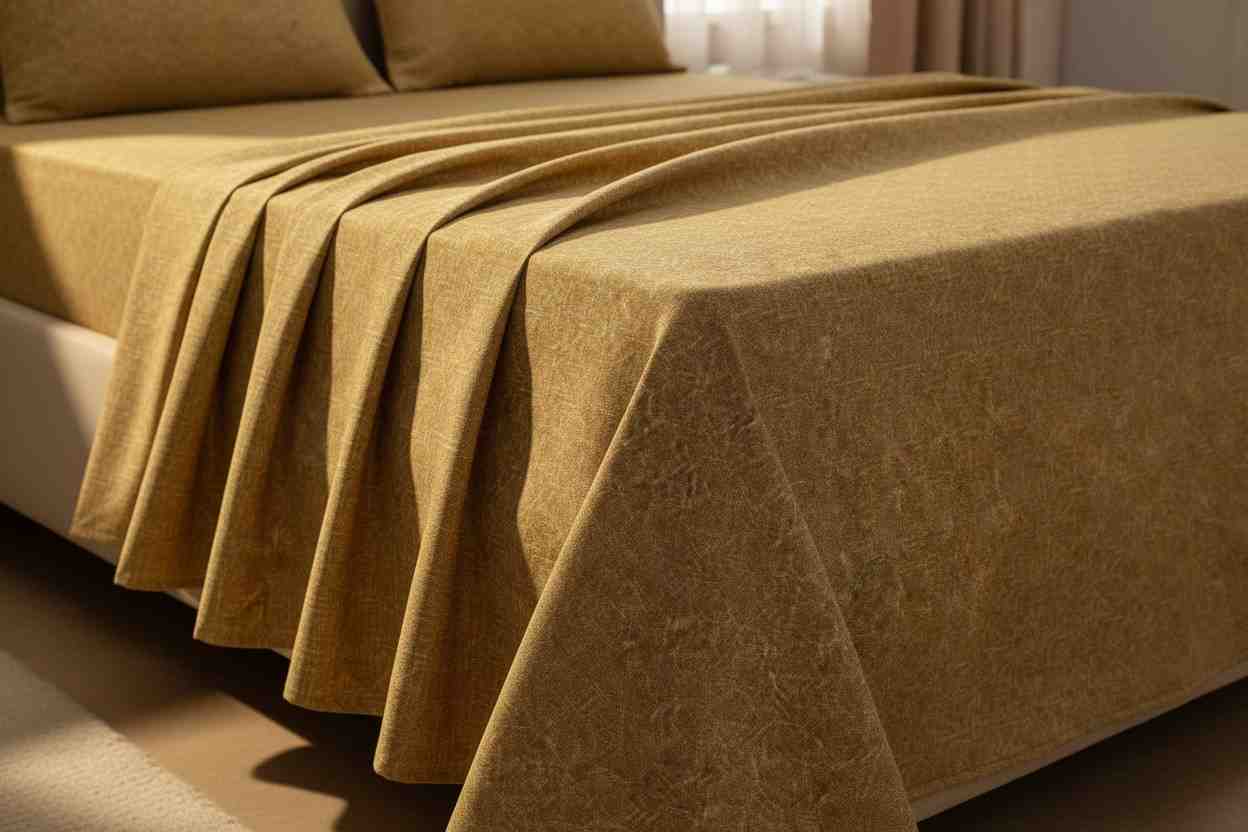Aesthetics King Size Bed Sheet | 100% Imported Pure Cotton | 200TC | Super Soft | Golden Wheat