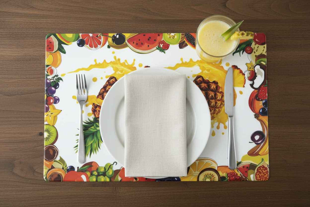 Fruit Print Dining Table Mat | Pineapple Design | Set of 6
