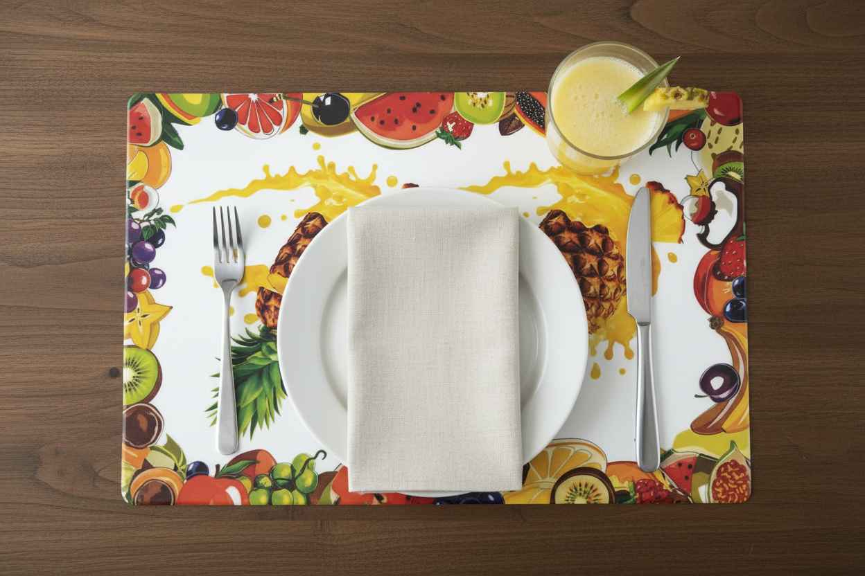 Fruit Print Dining Table Mat | Pineapple Design | Set of 6