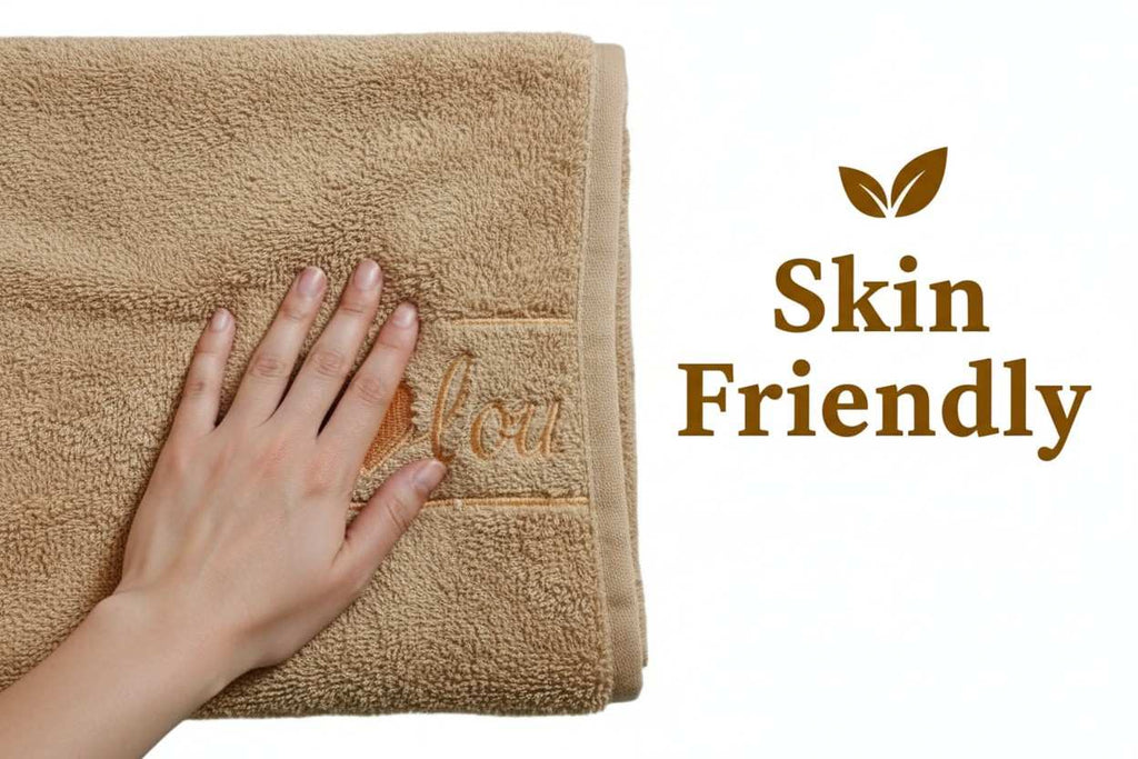 Bath Towel Microfiber | Camel | "I ♥ You" Embroidery | Ultra Soft & Quick Dry | Unisex