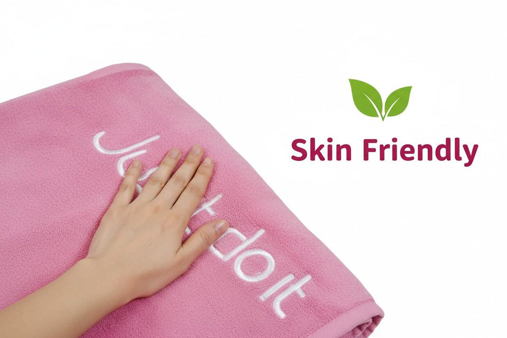 Bath Towel Microfiber | Pink | "Just Do It" Embroidery | Ultra Soft & Quick Dry | Unisex